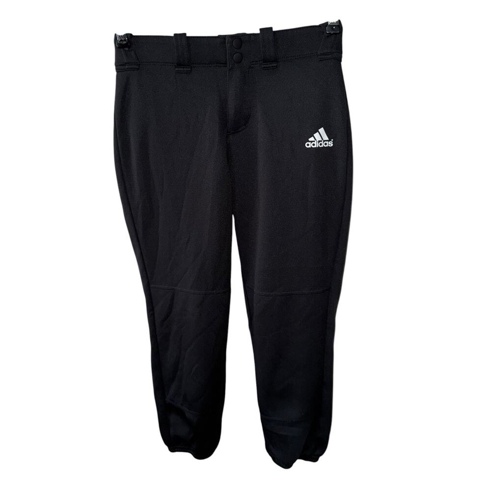 Adidas Baseball Pants Youth Kids Small Black Athletic Uniform Tapered Logo